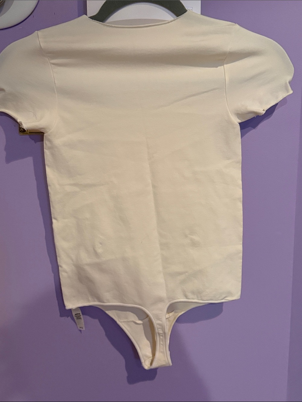 Skims  Cream Short-Sleeve One-Piece Bodysuit